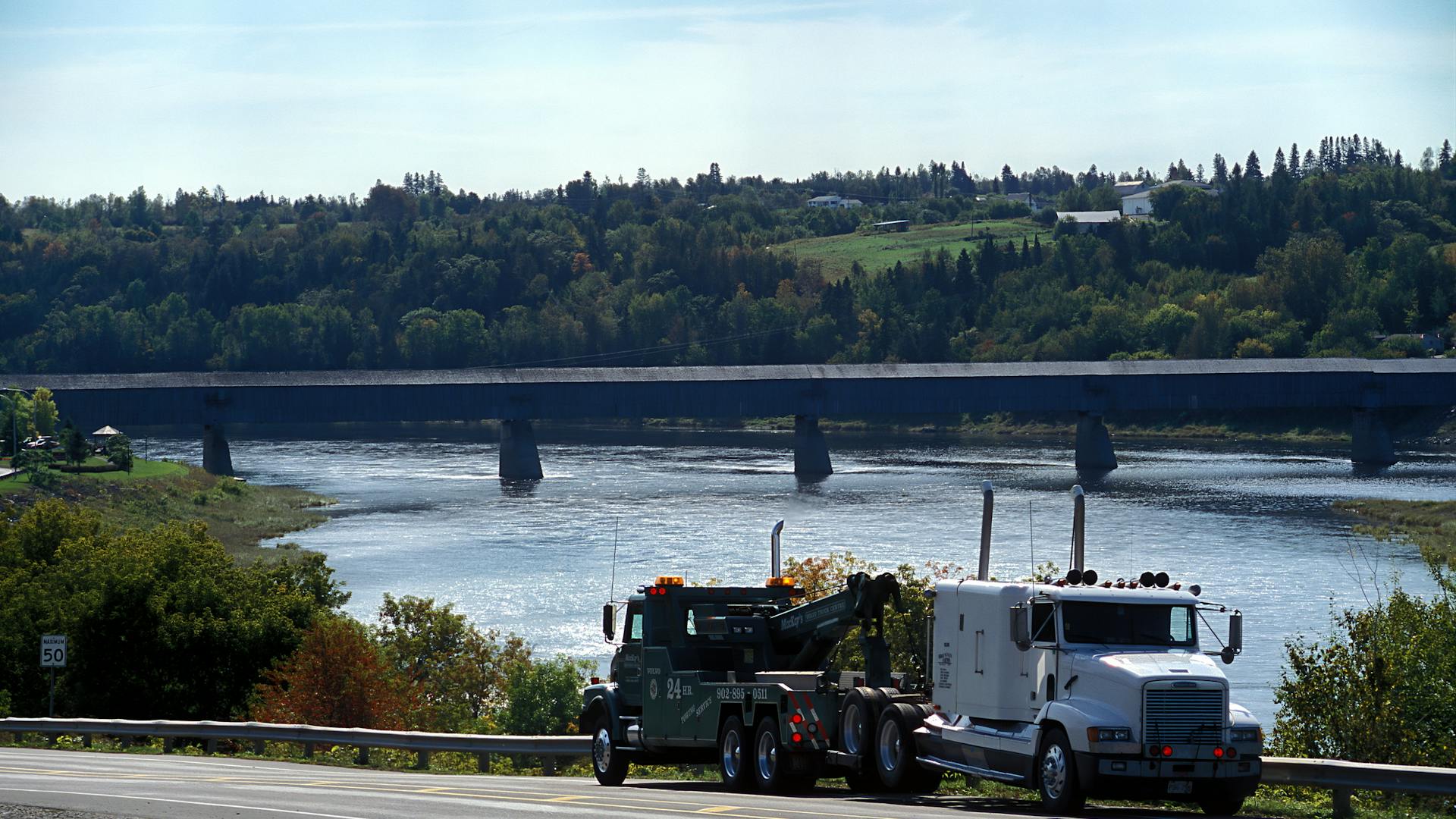 A vehicle stopped on a scenic Colorado roadside awaiting Anthony's Towing